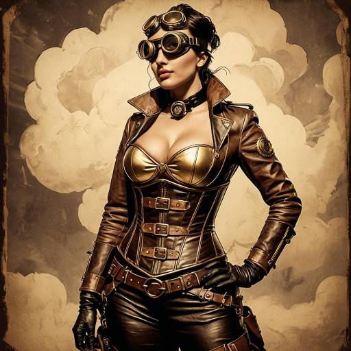 Steampunk Aviator Woman in Leather Corset
