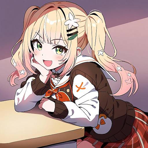 Illustration of Momosuzu nene (casual), hololive in the style of Dede (qwea 00000)