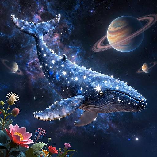 Ancient Celestial Whale in Nebula Garden