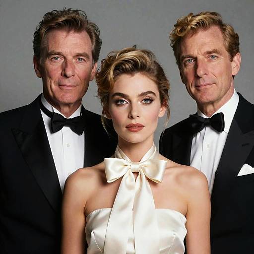 Elegant Fashion Icons in Satin Bow Ties