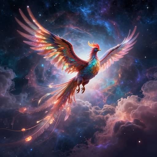 Celestial Phoenix Soaring in Nebula