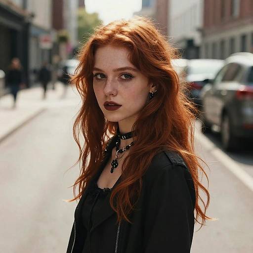 Pastel Goth Night: Redhead City Portrait