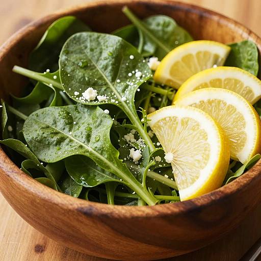 Fresh Green Salad in Wooden Bowl