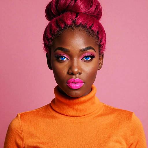 Striking African Woman with Magenta Hair