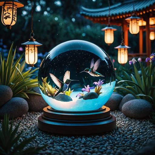 Ethereal Hummingbird in Twilight Garden