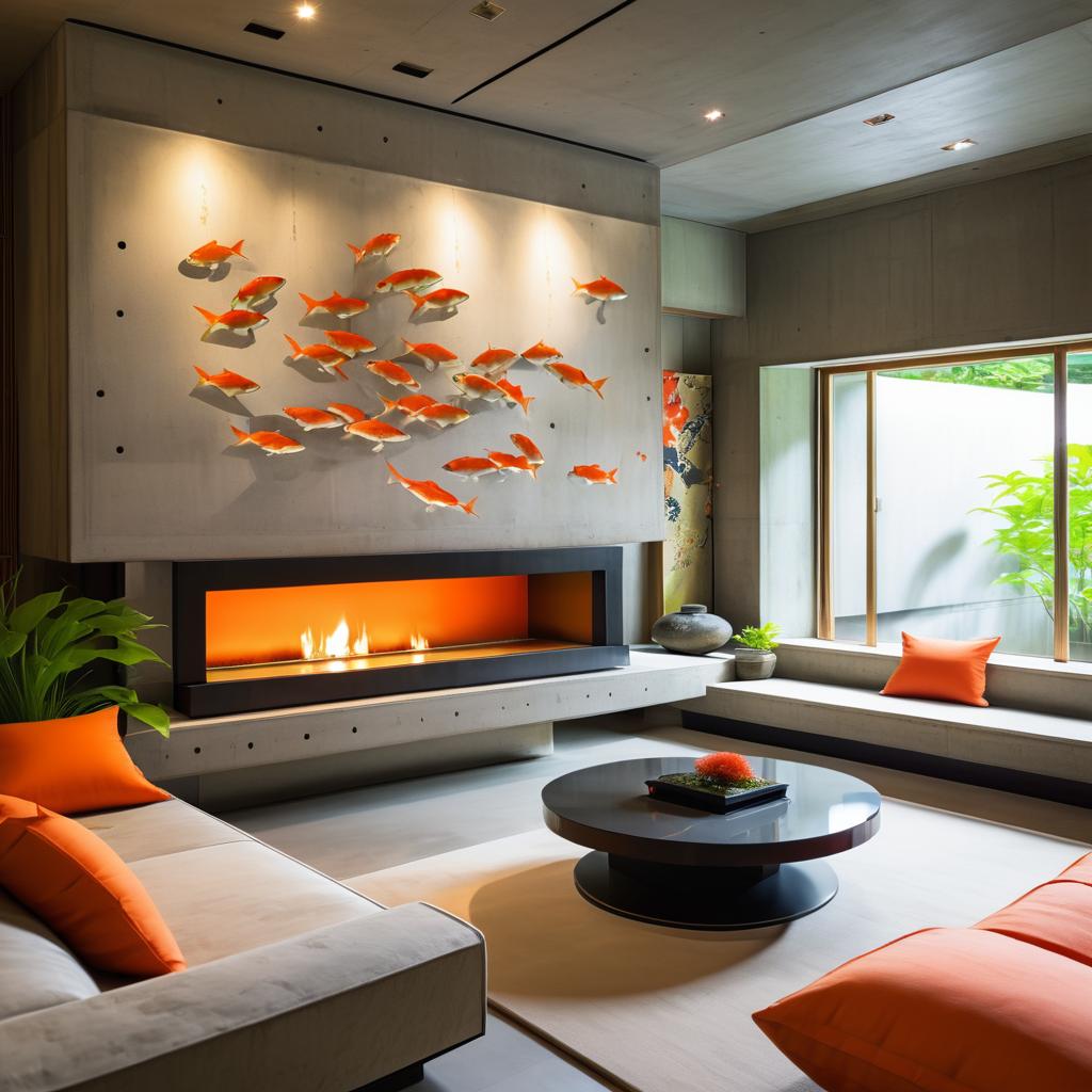 Modern Japanese Bunker with Koi Decor