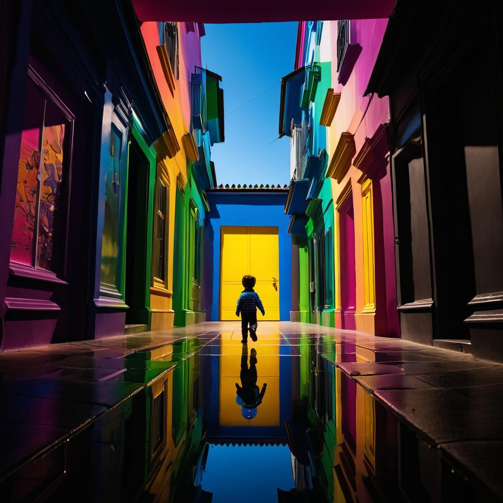 Surreal Child Exploration in Colorful Streets