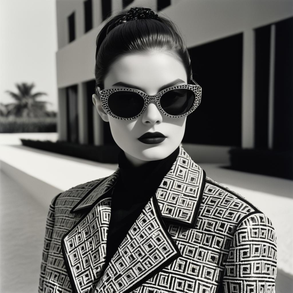 Emotive Fashion Portrait with Oversized Sunglasses