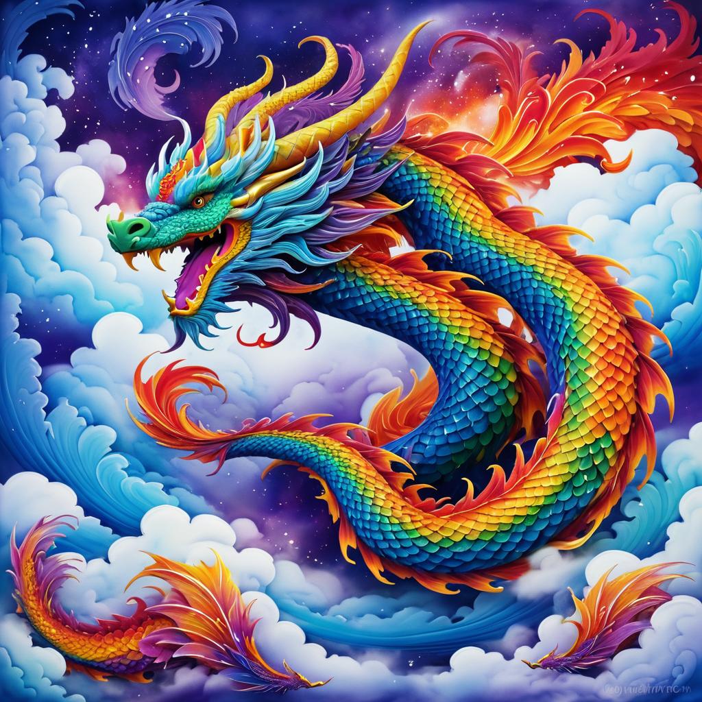 Majestic Dragon Soaring in Vibrant Fantasy