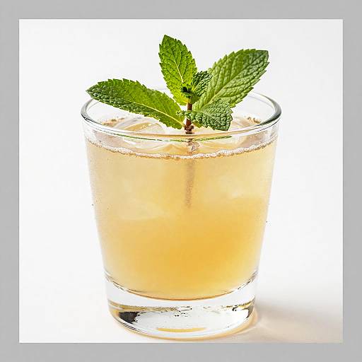 Amber Drink with Mint Garnish