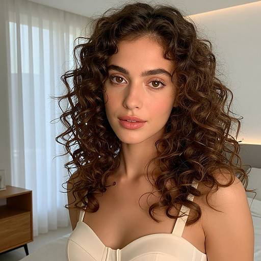 Warm Portrait in Minimalist Bedroom