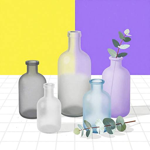 Vibrant Minimalist Frosted Glass Still Life