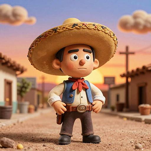 Claymation Rango in Western Sunset