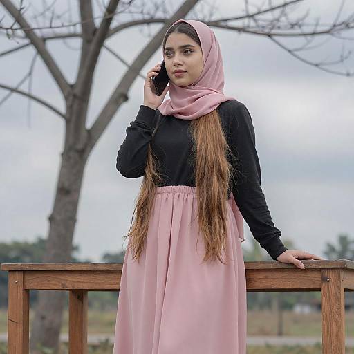 Young Woman in Pink Hijab Outdoors