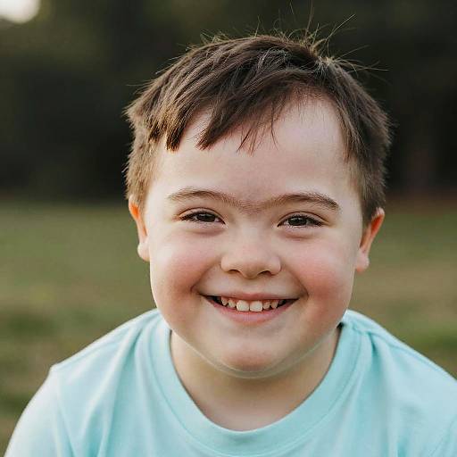 Joyful Child with Down Syndrome Eyebrows