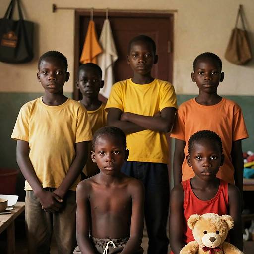 Photograph of Children in Cluttered Room