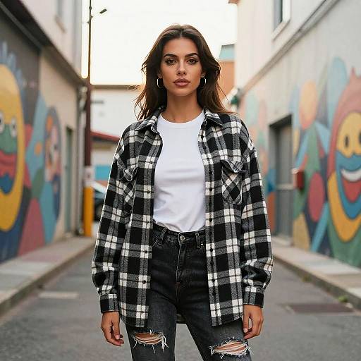 Svelte Woman in Casual Streetwear