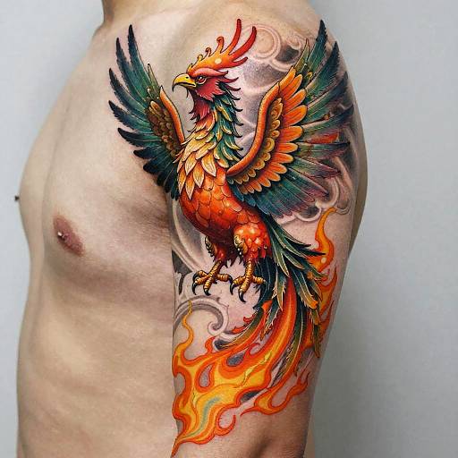 Hyper-Realistic Mythical Phoenix Tattoo