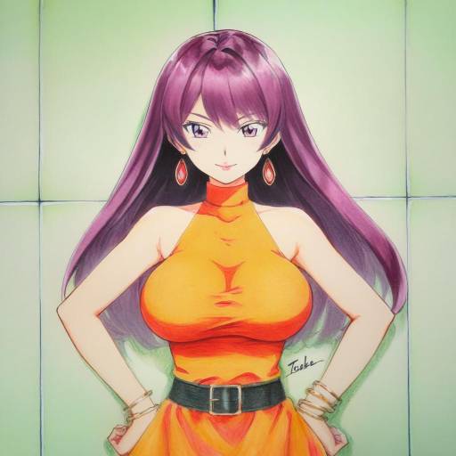 Anime Woman in Orange Dress