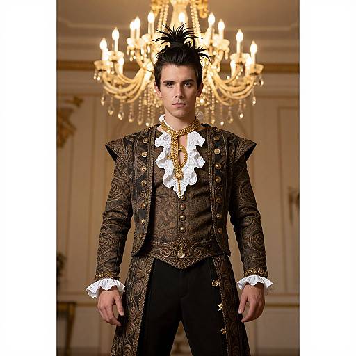 Man in Traditional Costume with Chandelier