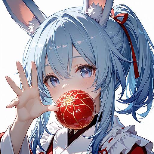 Blue-Haired Rabbit Girl Parody Portrait