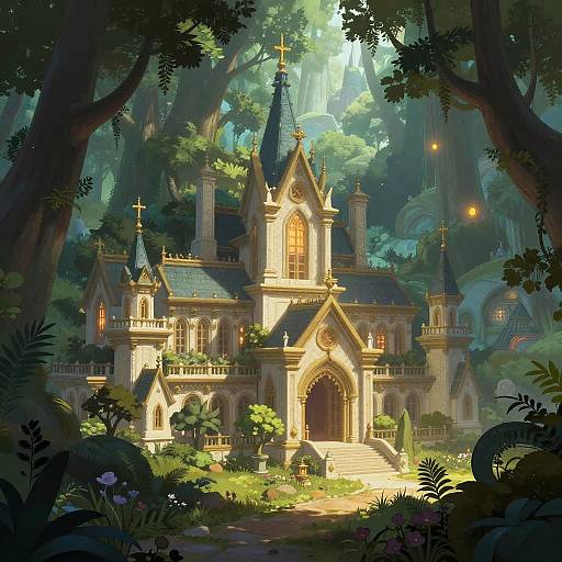 Serene Elven City in Magical Woodlands