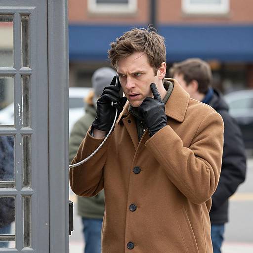Urban Scene: Intense Conversation by Phone Booth