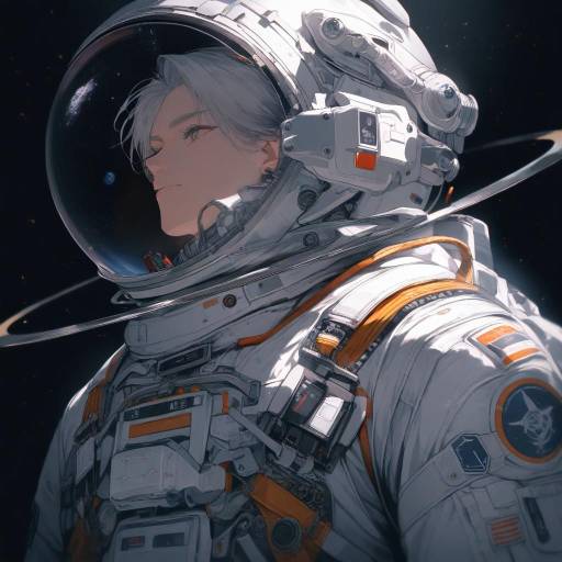Elderly Astronaut Contemplating in Space