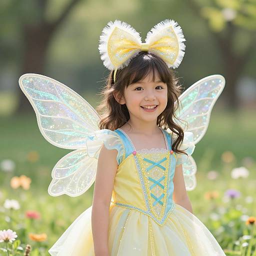 Joyful Girl in Sparkly Fairy Costume