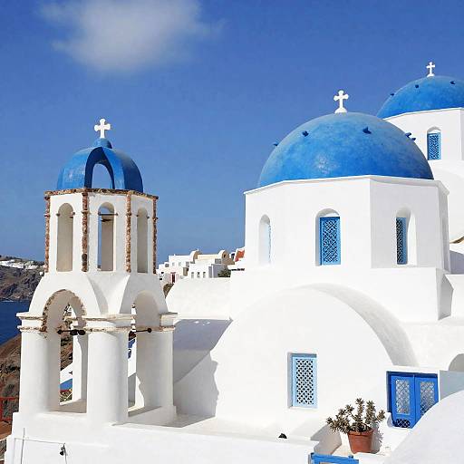 Vibrant Greek Island Village Scene