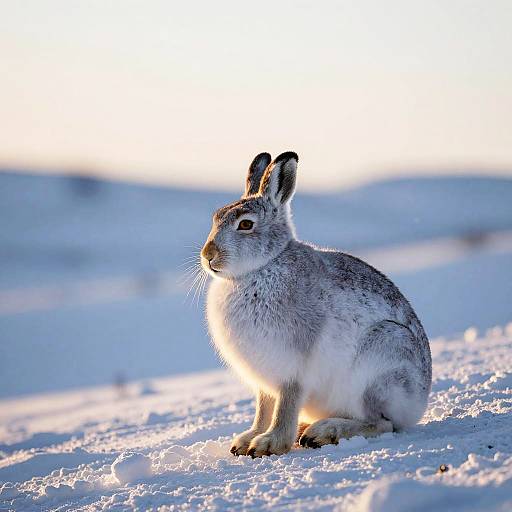Lonely Arctic Hare at Dusk