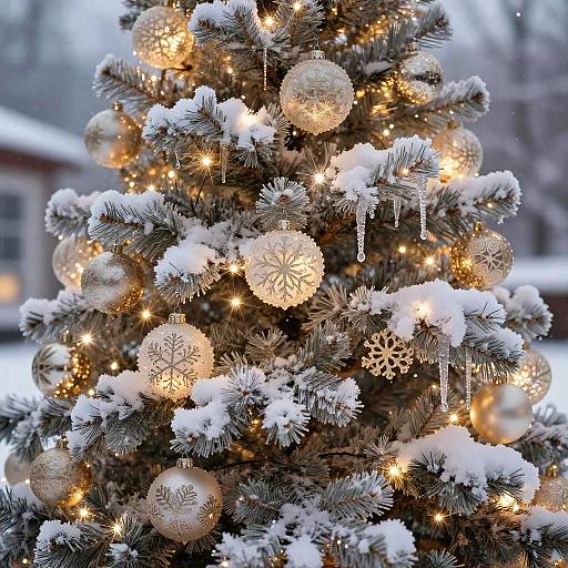 Coral Christmas Tree in Winter Wonderland