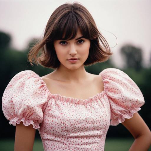 Realistic Pink Dress with Puffy Sleeves