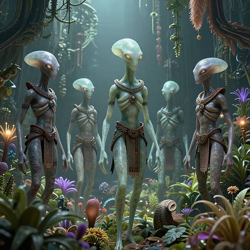 Futuristic Alien Tribe on Exotic Planet