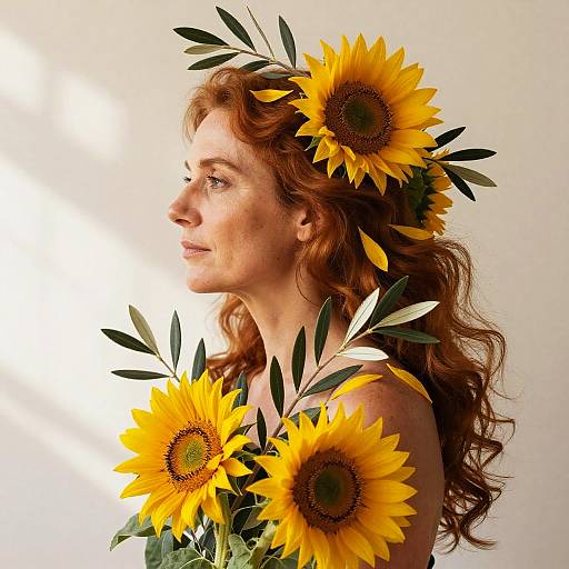 Artistic Portrait with Botanical Elements