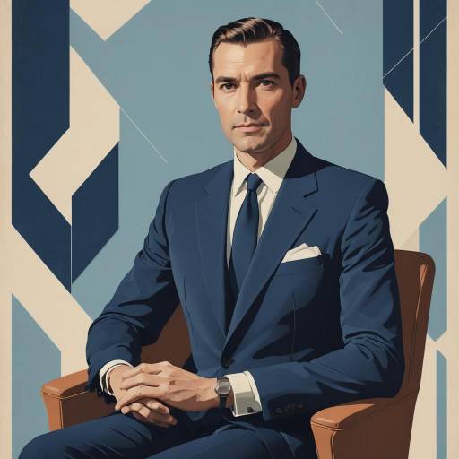 Confident businessman in blue suit seated