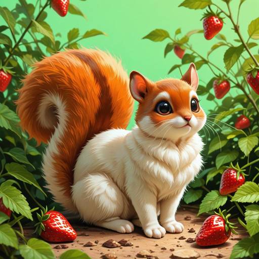 Playful Squirrel on a Strawberry Playful Squirrel on a Strawberry