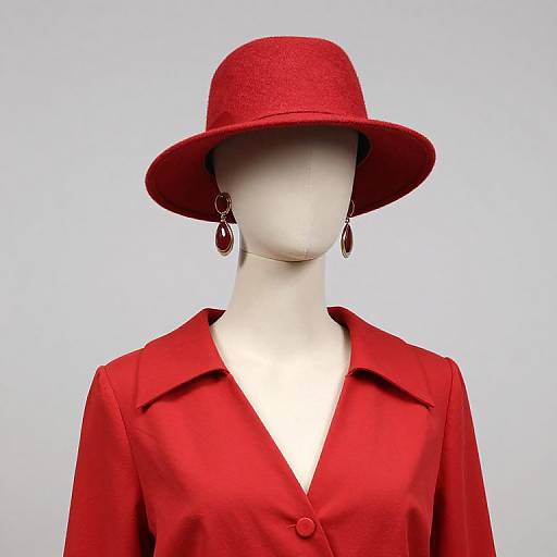 Mannequin in Red Outfit and Accessories