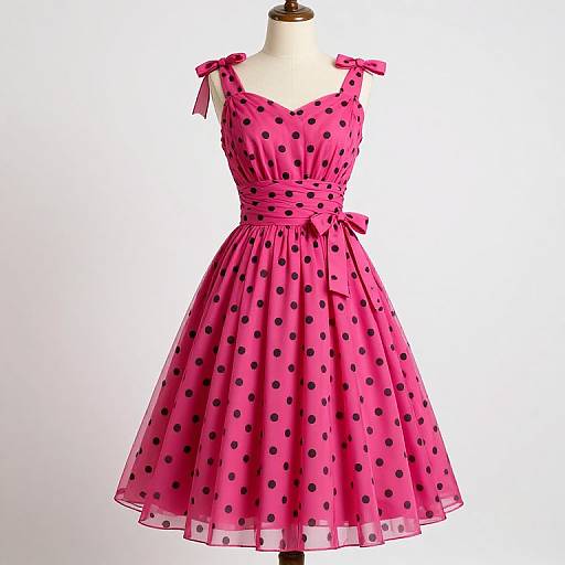 Vintage 1950s Fuchsia Polka Dot Dress