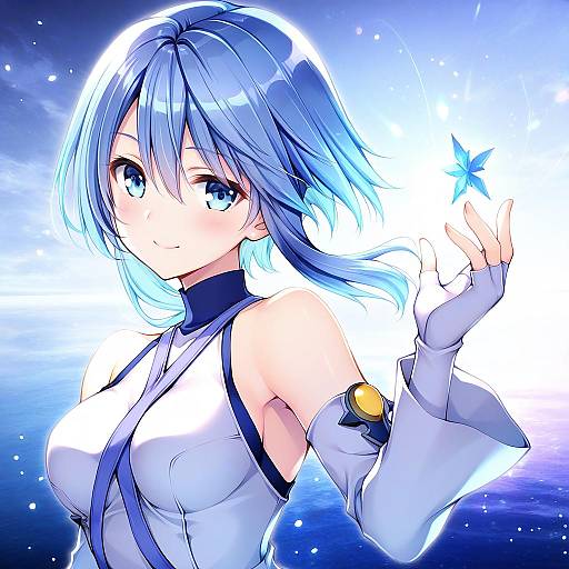 Illustration of Aqua (kingdom hearts), kingdom hearts in the style of Gunp