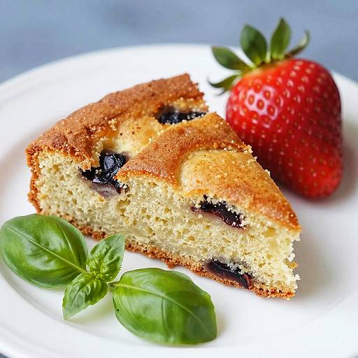 Close-Up Fruit Cake Slice with Strawberry