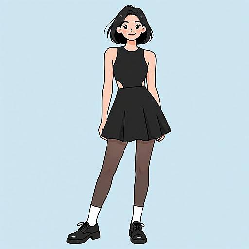 Smiling Woman in Chic Black Dress