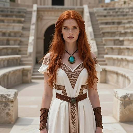 Red-haired Woman in Ancient Amphitheater