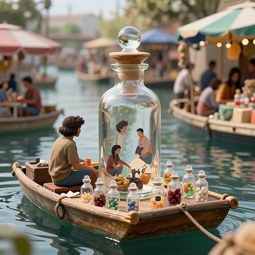 Floating Market Selling Memories in Glass Vials