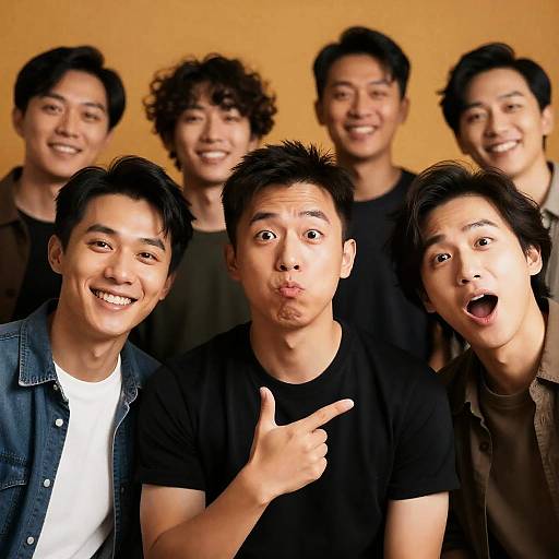 Six People in Warm Blurred Background