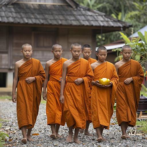 Young Monks in Bright Orange Robes