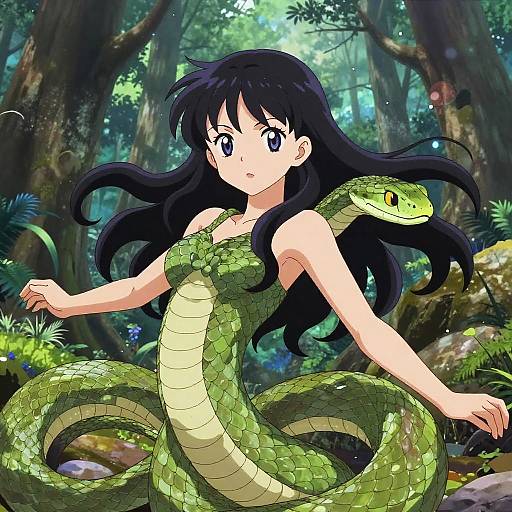 Vibrant Snake Anime Girl Illustration