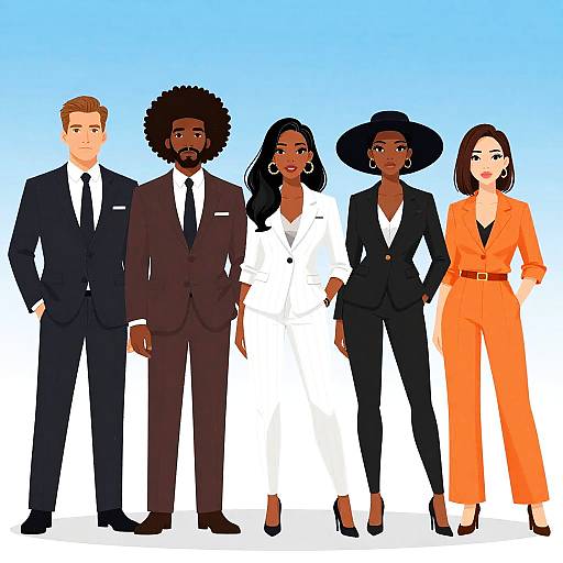 Diverse Group in Business Attire Illustration