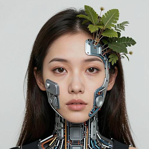 Tech-Nature Fusion Woman Portrait