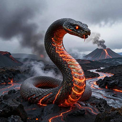 Jörmungandr Molten Serpent in Lava Wasteland